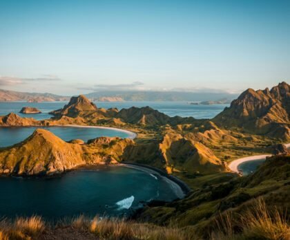 Explore the stunning aerial view of Padar Island's coastline in East Nusa Tenggara, Indonesia.